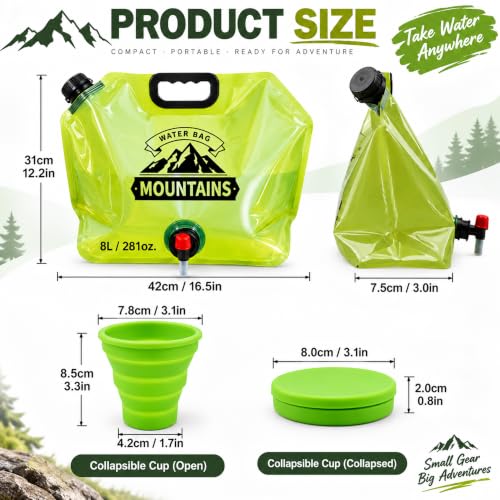 4 Pcs Collapsible Water Container Bag, 8L/2 Gallon Water - Image 3