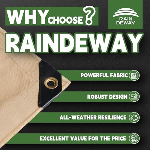 RAINDEWAY 10' X 15' Heavy Duty Tan Poly Tarp Multipurpose - Image 3