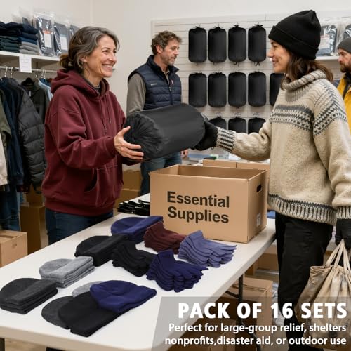 48 Pcs Sleeping Bags with Beanies Gloves, Winter Emergency Kit - Image 3