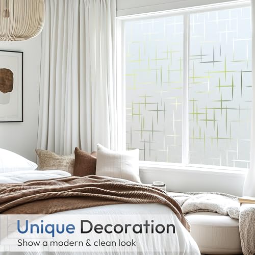 rabbitgoo Frosted Window Privacy Film, Cross Pattern - Image 5