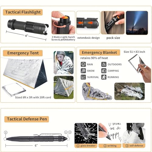 Survival Kit, 252Pcs Survival Gear First Aid Kit with Molle - Image 6