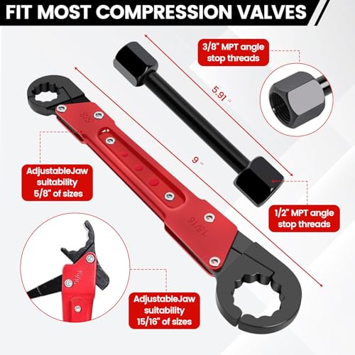 6 Pcs Plumbing Tools Kit with Angle Stop Wrench & | Hand Tools - Image 3