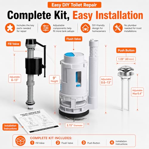 3 Inch Dual Flush Valve Replacement Kit for One-Piece Dual - Image 3