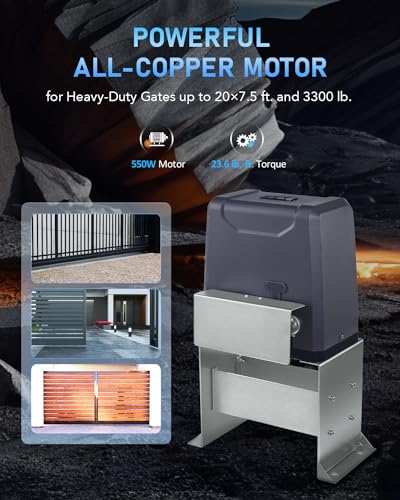 CO-Z 3300 lb Automatic Sliding Gate Opener with 2 Remote - Image 3