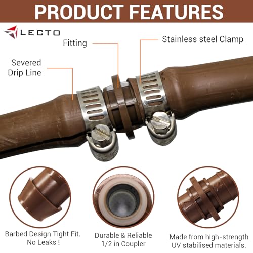 LECTO Universal 5/8", 1/2",.700" Drip Line Repair & | Home Repair - Image 2