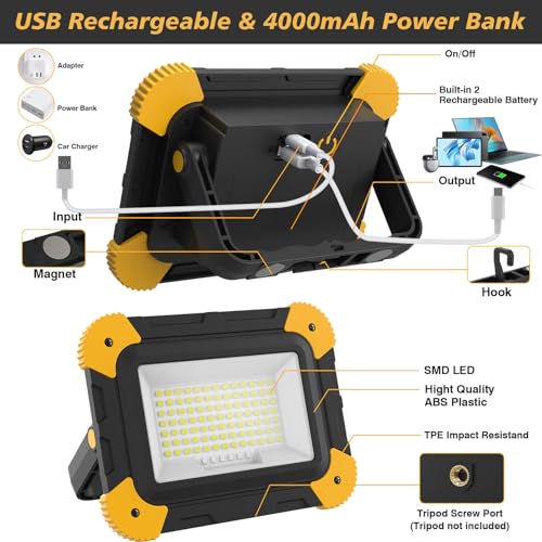 Rechargeable Magnetic LED Work Light, 40W Flood Light with 5 - Image 5