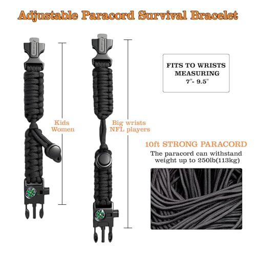 Paracord Survival Bracelet (3 Pack) - Adjustable with Fire - Image 4