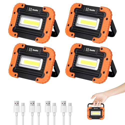 KunHe 4 Pack Rechargeable LED Work Light 500LM Portable | Home Repair - Image 2