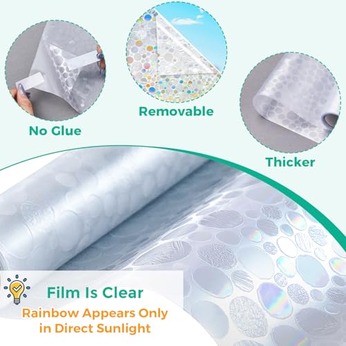Stained Glass Window Privacy Film,Rainbow Iridescent Bubble 17.5" - Image 4