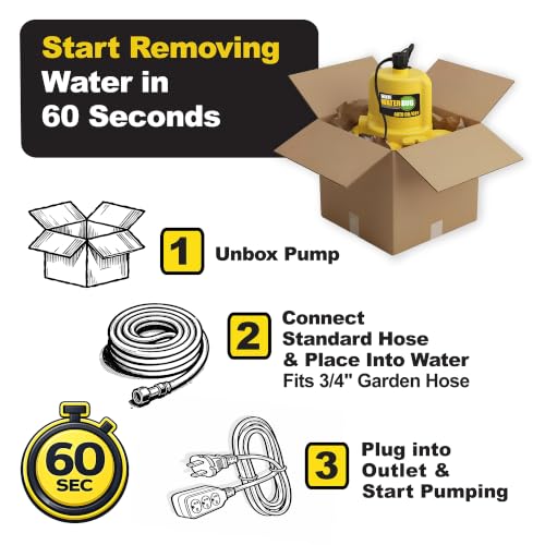 WAYNE WaterBug AUTO 1/6 HP Submersible Water Removal Pump 1350 - Image 5