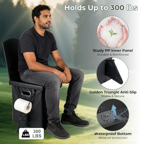 17.5" Portable Toilet for Adults Camping, Pouch & Bags Included - Image 6