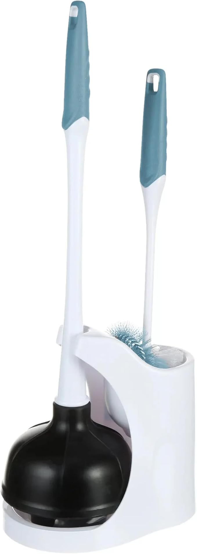 2026 Upgraded Toilet Plunger and Brush Set with Holder, Modern Sleek Design Bathroom Bowl Cleaning Tools, Rustproof Handle & Durable Silicone Plunger, Space-Saving Storage Caddy for Home