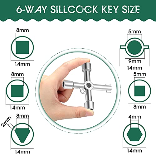2 Pcs 4 Way 6 Way Sillcock Key Wrench, Valve Faucet Spigot Tool - Image 5