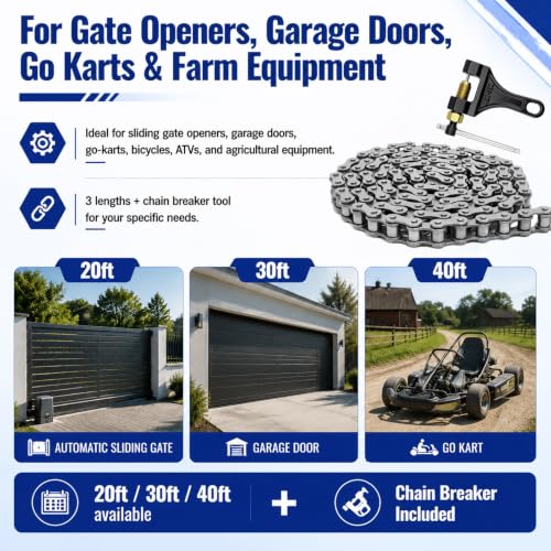30ft #41 Roller Chain Compatible with Gate Openers, Garage Door - Image 8