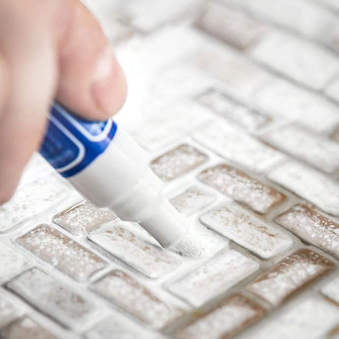 Grout Pen Tile Paint Marker: Waterproof Grout Colorant and Sealer Pen to Renew, Repair, and Refresh Tile Grout - Cleaner Coating Stain Pens - 2 Pack, 15mm Wide Black and 5mm Narrow White Tip