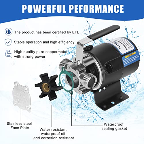 Water Pump 1/10 HP 330 GPH 115V Water Transfer Pump Black - Image 4