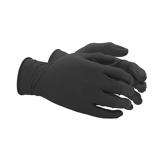 SHOWA 6112PF Sustainable EBT Latex-Free, Powder-Free, Nitrile Disposable Single Use Safety Gloves, 4 Mil, 9.5" Length, Black, XX-Large, (1 Box/100 Gloves)