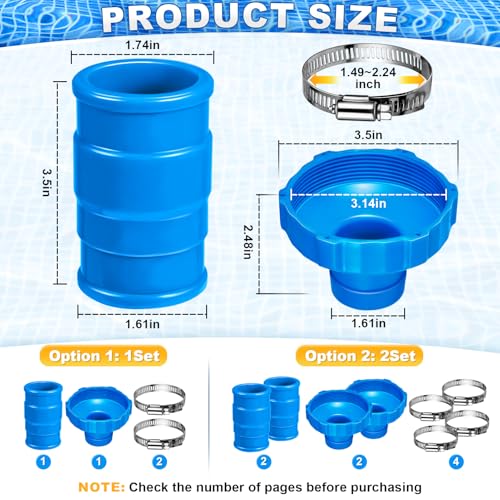 1 Set Pool Vacuum Hose Adapter Kit Compatible with Intex Adapter - Image 3