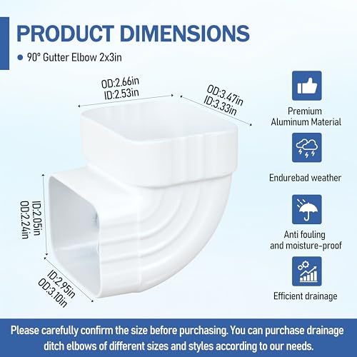 90° Gutter Elbow 2x3 Gutter Elbows Roofing Gutter downspout 1Pcs - Image 3