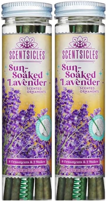Scentsicles Sun Soaked Lavender Scented Sticks with 2 Scenter Stakes - 2 Bottles (6 Sticks Total) Christmas Ornaments