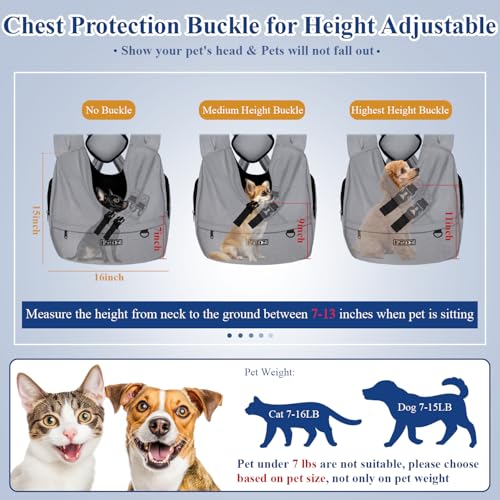 Dog Carrier Sling for Small Pet 7-15 LBS, Grey - Image 3