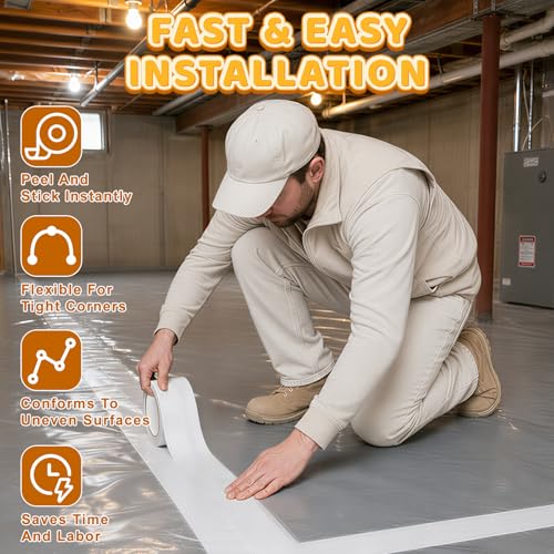 2 Roll Vapor Barrier Tape 4" x 180 ft (Each), 9 Mil Polyethylene - Image 5