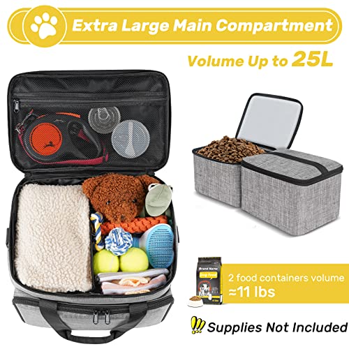 6 Set Dog Travel Bag, Large Pet Travel Kit for Supplies, Grey - Image 3