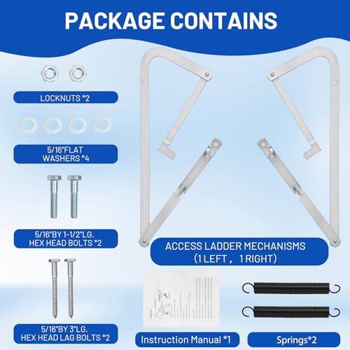 Heavy Duty 55-1 Attic Ladder Spreader Hinge Arms with Springs - Image 7