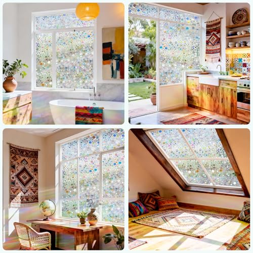 Stained Glass Window Privacy Film,Rainbow Iridescent Bubble 17.5" - Image 5
