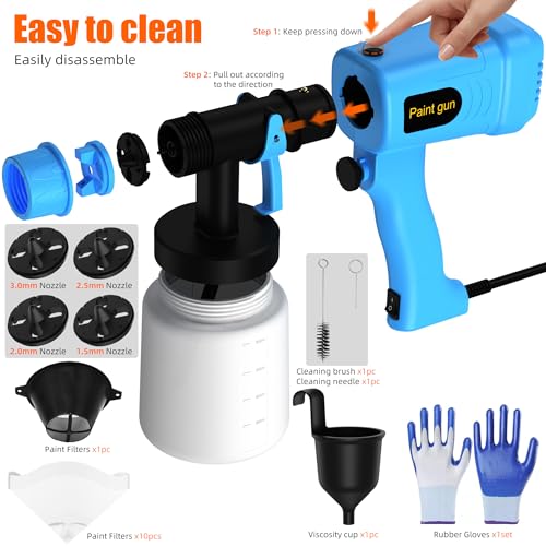 Paint Sprayer, 900ML High Capacity Spray Gun with 4 Nozzles - Image 6