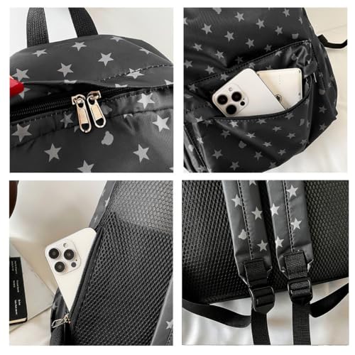 Travel Backpack for Women, Black Daypack with Star Pattern,25L - Image 5