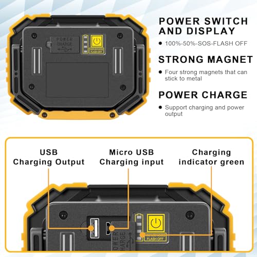 Sunzone LED Work Light, Rechargeable Work Lights with Magnetic - Image 6