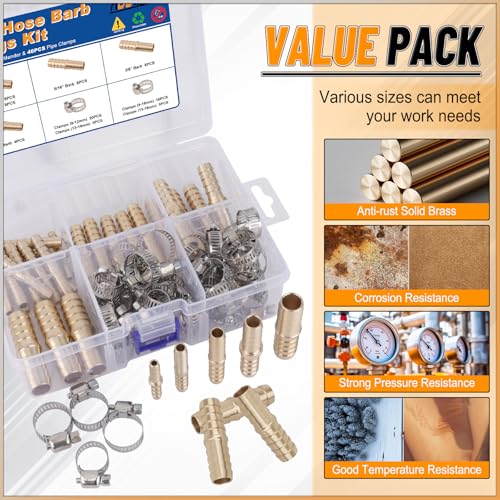 KOOTANS 32PCS Brass Hose Barb Fittings Barb Splicer Mender Hose - Image 6