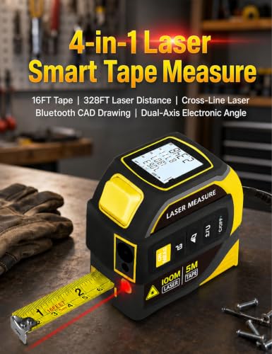 4-in-1 Laser Tape Measure, 328FT Laser Distance Meter with 16FT - Image 3