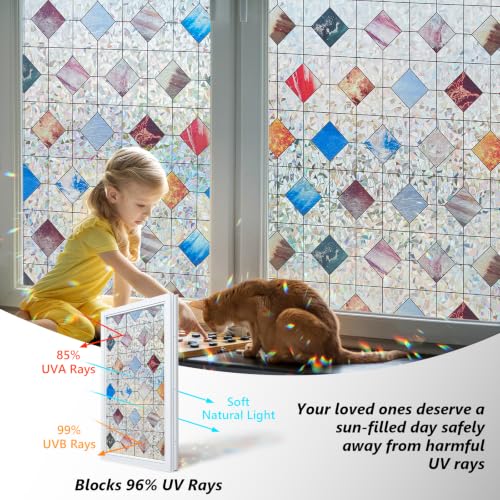 Stained Glass Window Privacy Film Decorative, 17.5″ x 78.7″ - Image 4