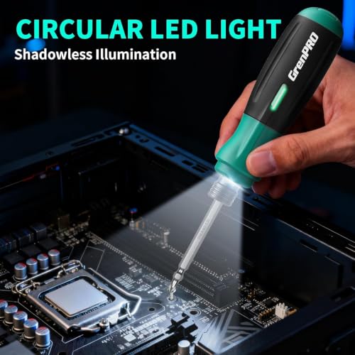 4V Cordless Electric Screwdriver Set, 10 Magnetic Bits, LED Light - Image 3