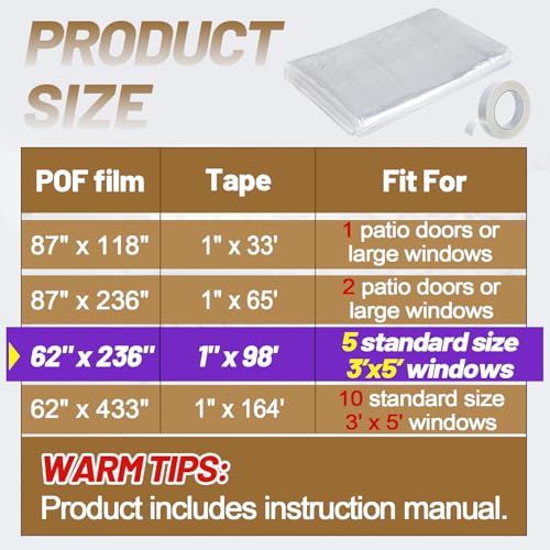 62×236in Window Insulation Kit for Winter- Thicken Indoor - Image 3