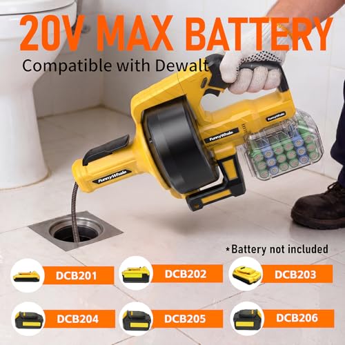 Cordless Drain Auger Compatible with Dewalt 20V Battery(No - Image 7