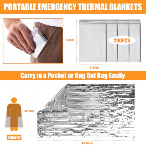 150PCS Emergency Blankets Foil Mylar Thermal Individually - Image 3