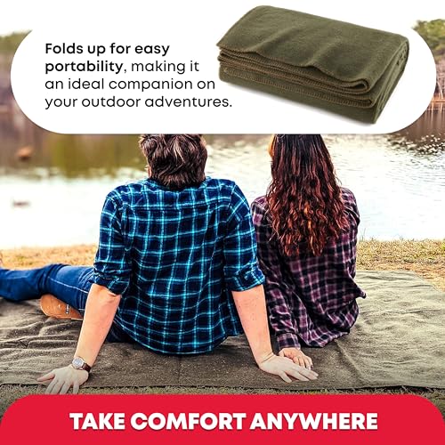 Olive Drab Green Warm Fire Retardant Blanket, 66" x 90" (80% - Image 4