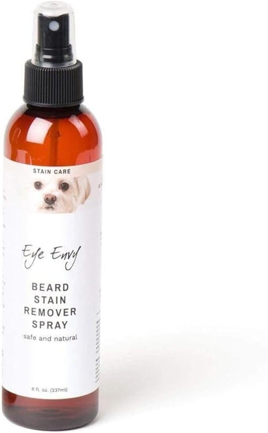 Eye Envy Beard Stain Remover Spray for Dogs/Cats. 100% Natural, Safe. Remove Stains from Drooling, Saliva, Food, Runoff from Tearing. Treats The Cause. Removes Odors. Keeps Dog Beards Clean. 8oz