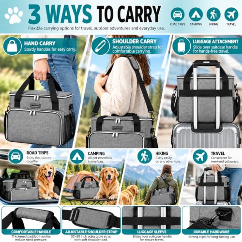 Dog Travel Bag with 2 Food Containers & 2 Collapsible - Image 6