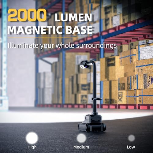 Rechargeable Gooseneck Work Light, 2000LM Magnetic Flexible Lamp - Image 5