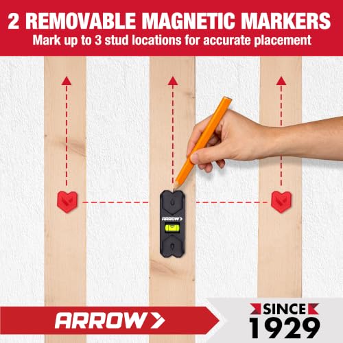 ARROW Magnetic Stud Finder and Level, 2 Removable Magnetic - Image 5