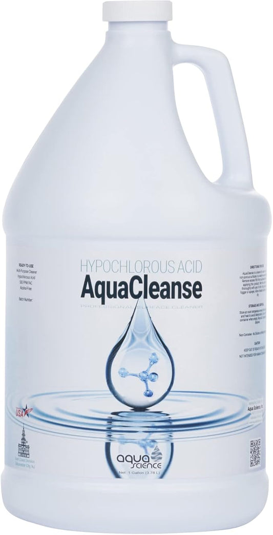 AquaCleanse Hypochlorous Acid 500PPM All-Purpose Cleaner Spray (1 Gallon) – 3X Stronger Than Standard HOCL – Pet & Family Safe, Non-Toxic Surface Cleaner & Odor Remover - No Harsh Chemicals – USA Made
