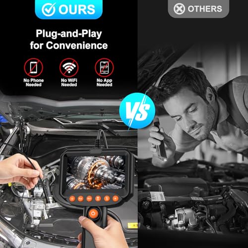 Dual Lens Endoscope Camera with Light, 1920P HD Industrial Borescope with 4.3" LCD, IP67 Waterproof Inspection Camera, 16.4FT Semi-Rigid Cable, 8 LED Lights 32GB Card, for Sewer Pi - Image 6