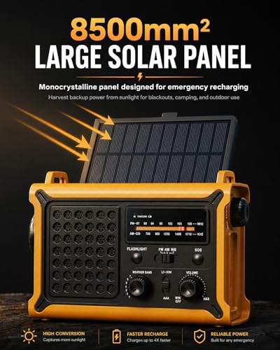 Emergency Radio with Hand Crank & Solar, NOAA Weather Band - Image 4