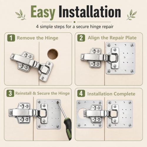 24 PCS Cabinet Hinge Repair Plate Kit, Upgraded 1.0mm | Home Repair - Image 6