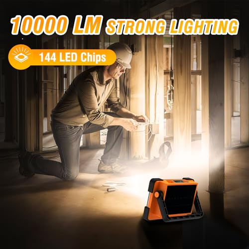 120W Solar Rechargeable 144 LED Work Light, 10000LM Flood Light - Image 4