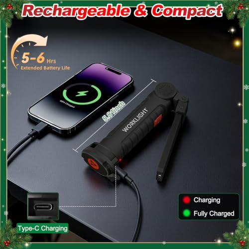6Pack Magnetic LED Work Light, Christmas Tools Gifts for Men Dad - Image 5